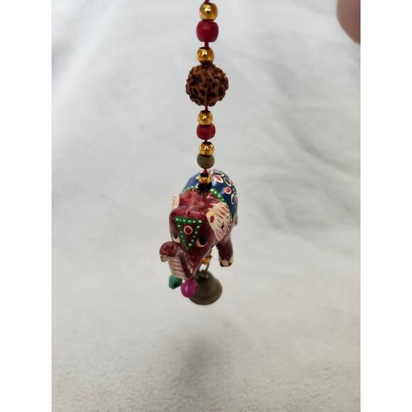 Elephant Trunk Up Keychain Rearview Mirror Hanging Charm Moroccan Red - Picture 3 of 8
